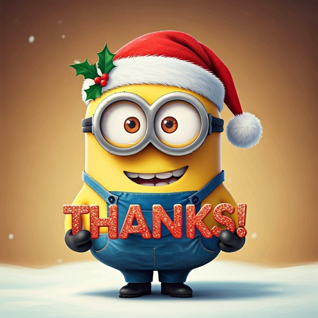 Festive Minion Thanks in 3D Animated Style