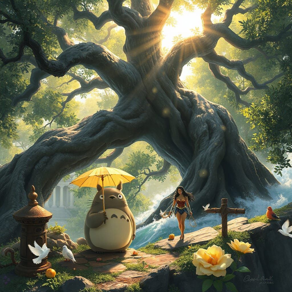 Totoro in Whimsical Forest Glade