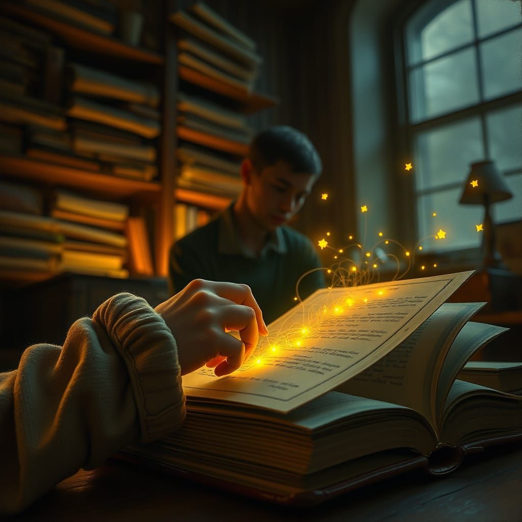 Child Stitches Book with Firefly Thread, Golden Light