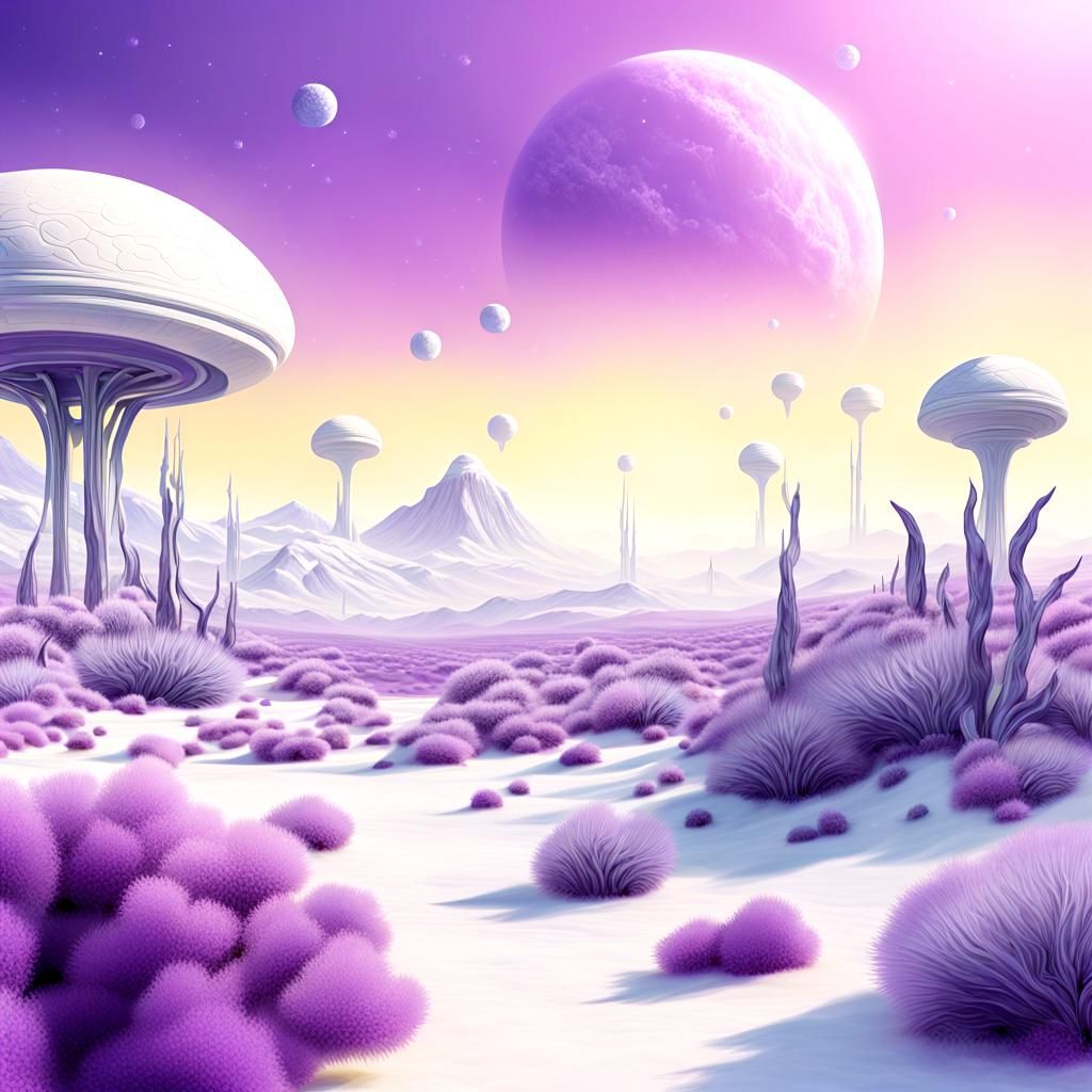 Extraterrestrial Landscape with Fluffy Vegetation