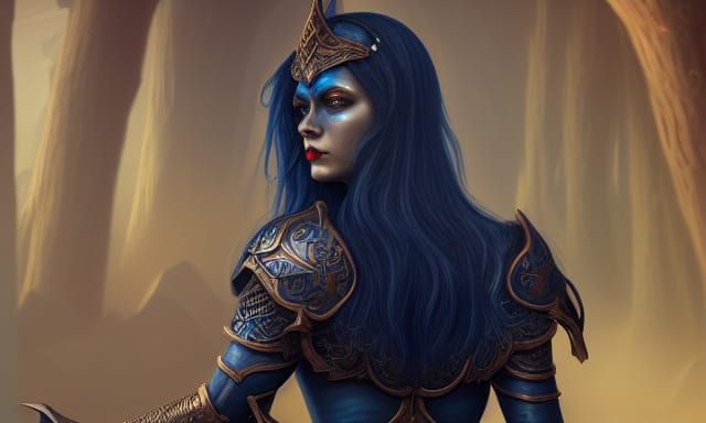 Woman Witch with Bronze Armor Fantasy Art