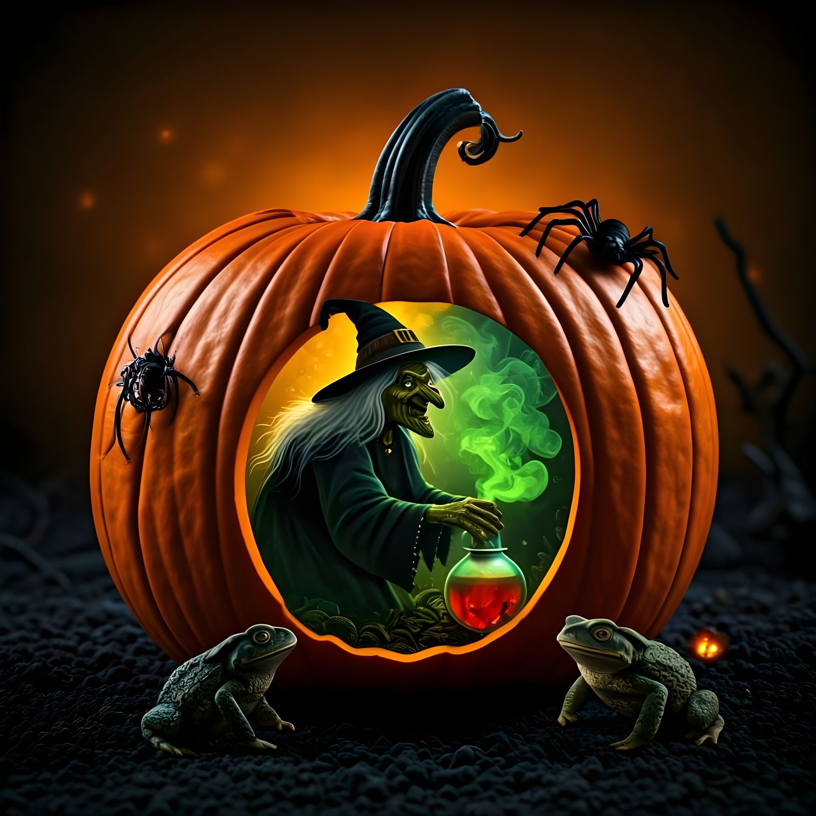 Halloween Witch Brews Potion Silhouette, Bokeh