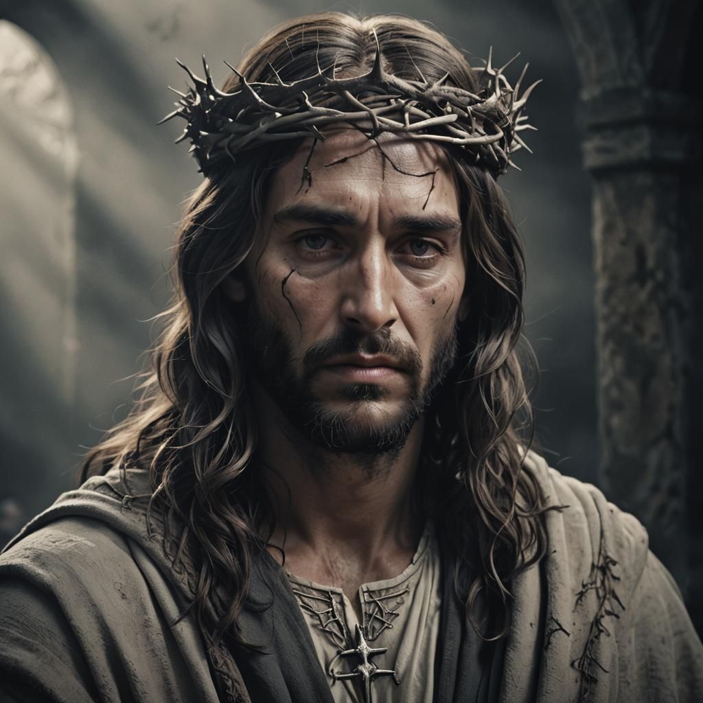 Sorrowful Jesus Christ in Dramatic Digital Painting