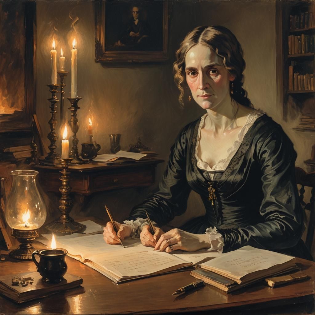 Mary Shelley Writing: Old Master Style Portrait
