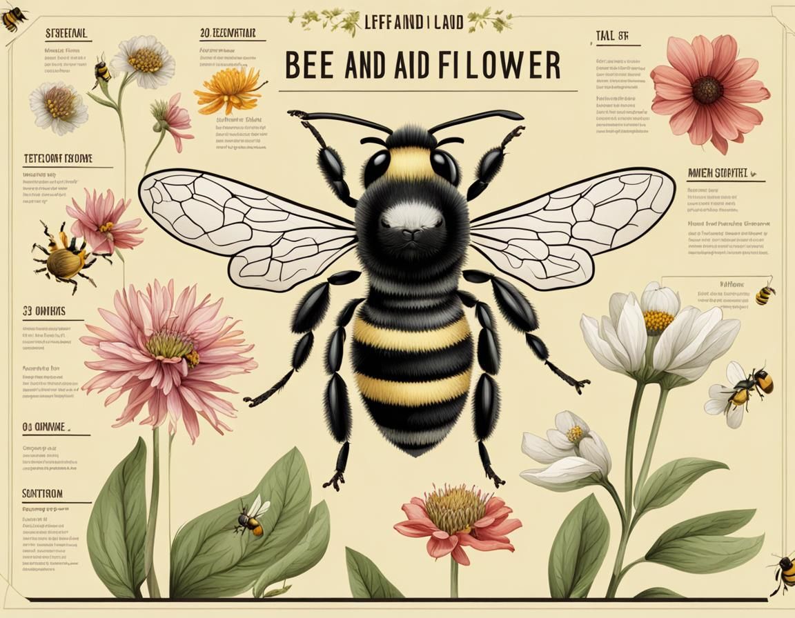 Botanical Bee and Flower Infographic