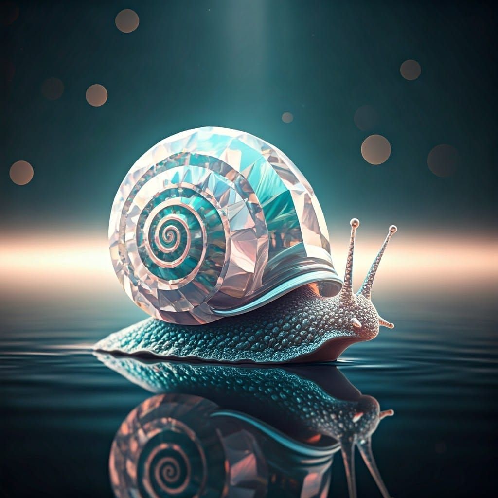 Bioluminescent Crystal Snail in Ethereal Light
