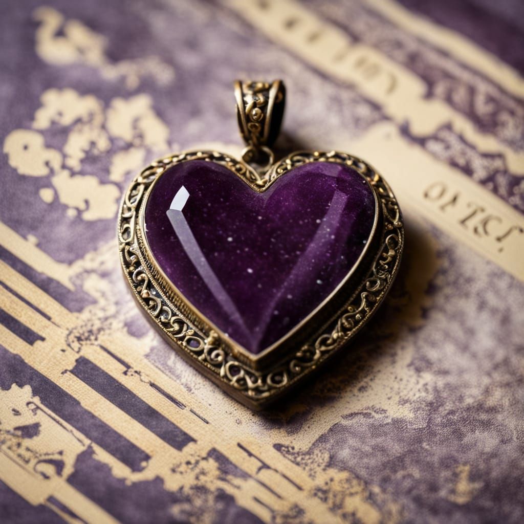 Väyrynenite Gemstone Heart Pendant in Old Library