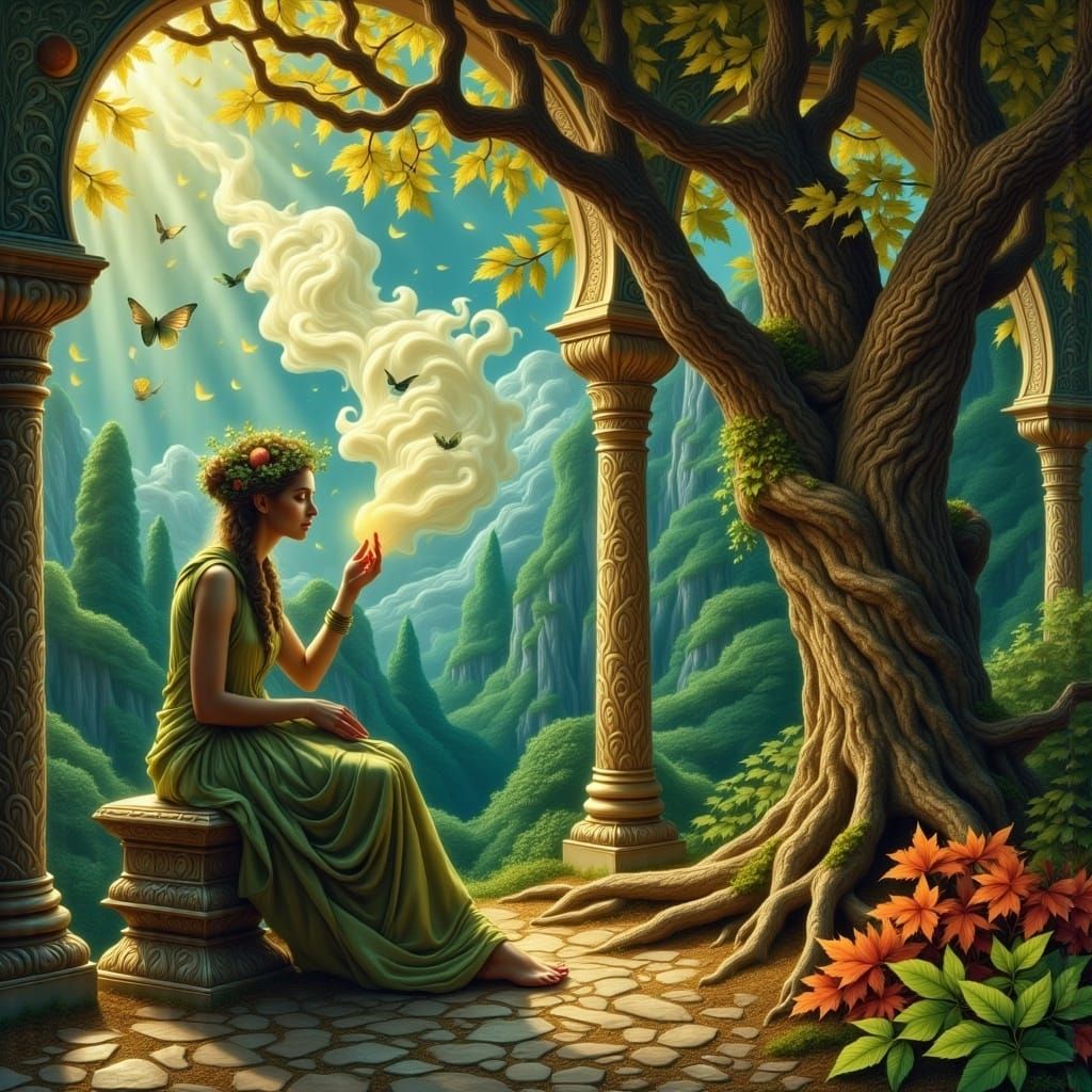 Surrealist Poet Lost in Mystical Persian Landscape