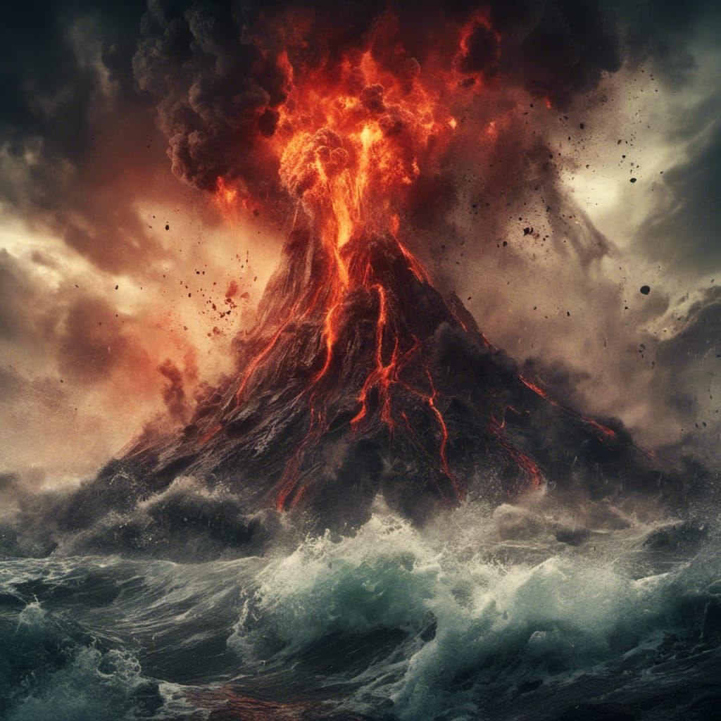 Volcanic Eruption Creates 'Boom!' and 'Splash!' Fantasy Art