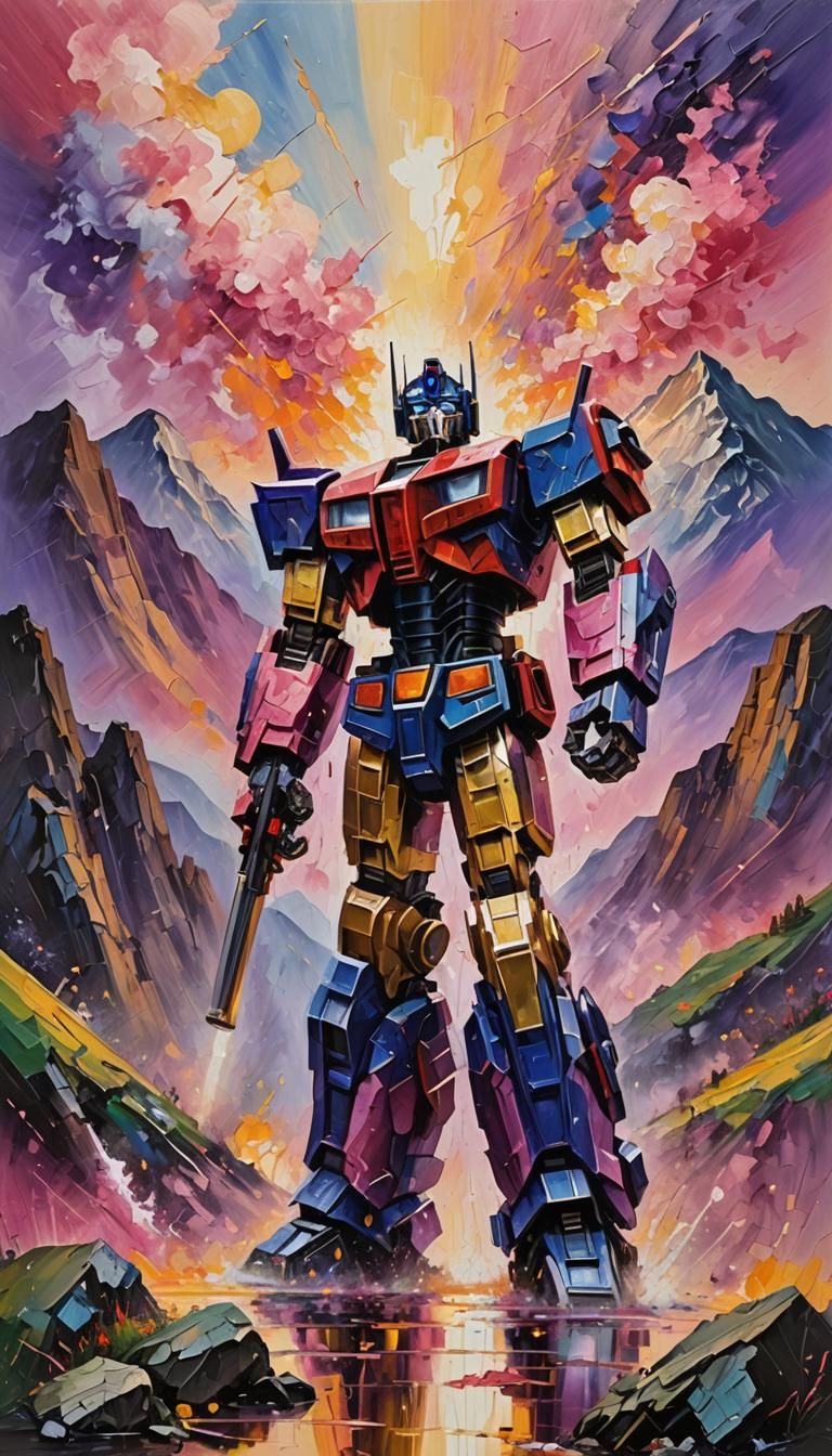 Optimus Prime in Neo-Impressionist Expressionist Style
