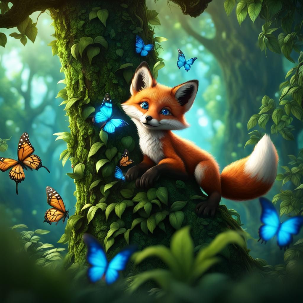 Fox Pup in Jungle: Fantasy Concept Art