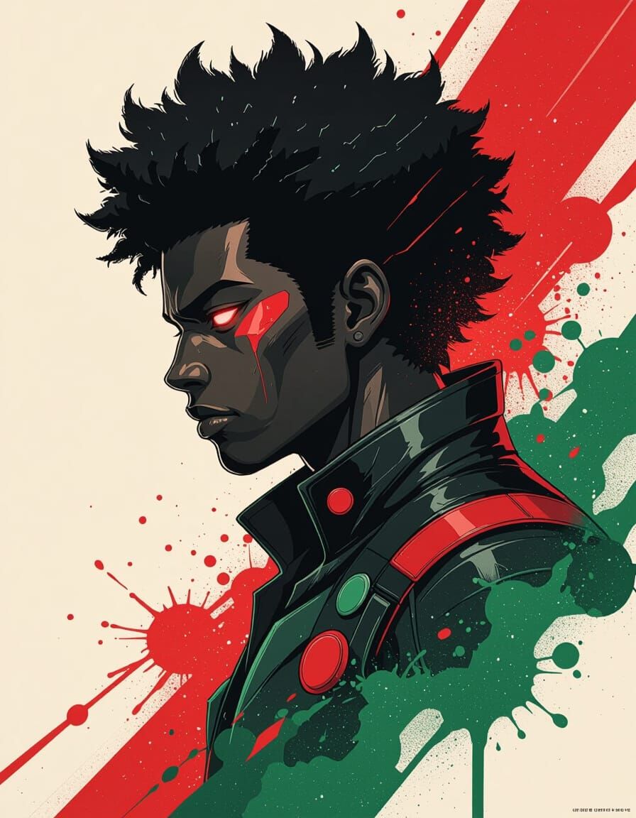 Afro-Futuristic Man in Splash Art Style