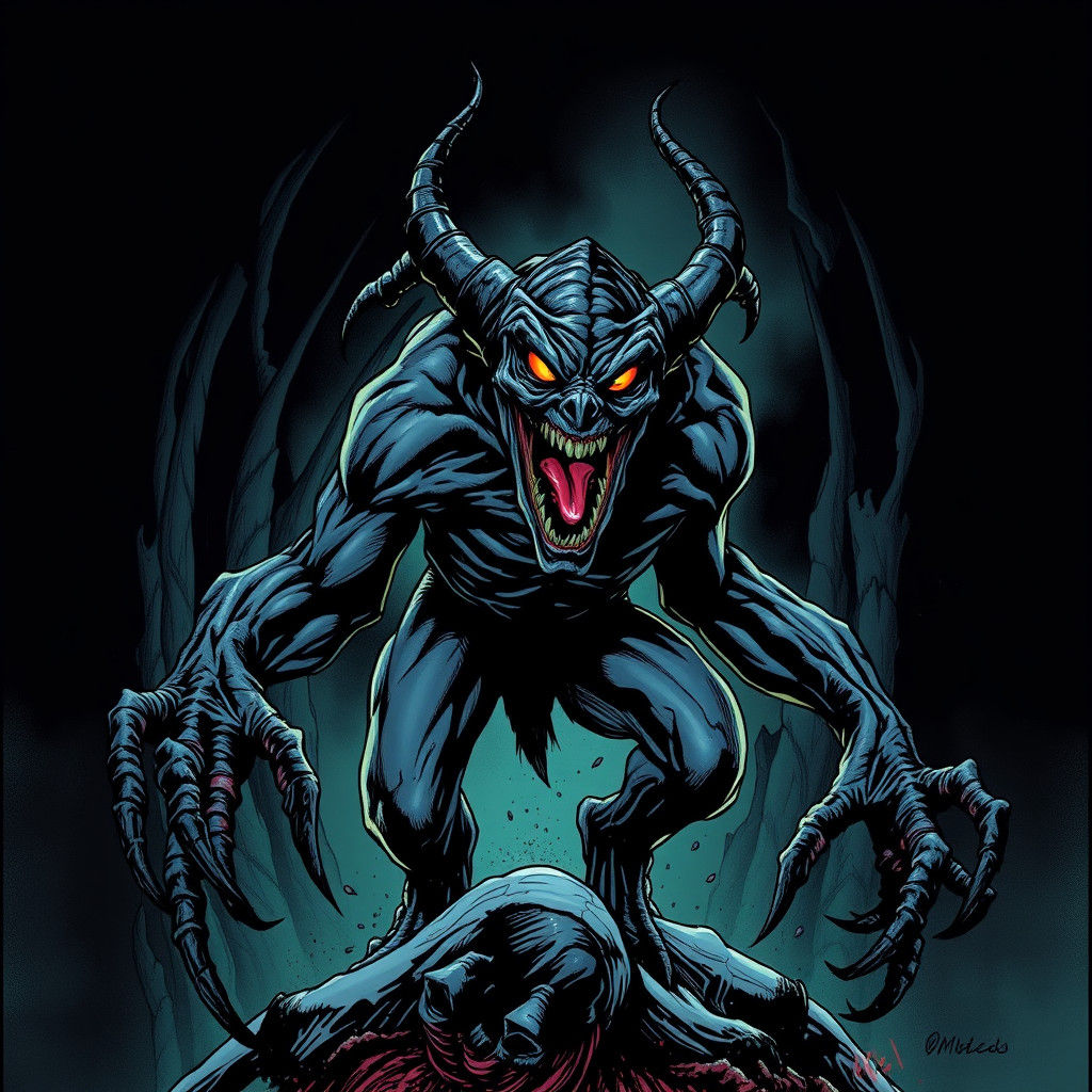 Ominous Creature Emerges: Comic Book Style
