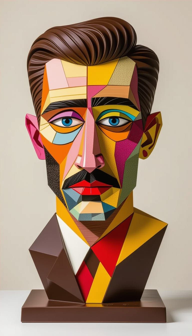 Vibrant Chocolate Sculptures in Geometric Abstraction Style