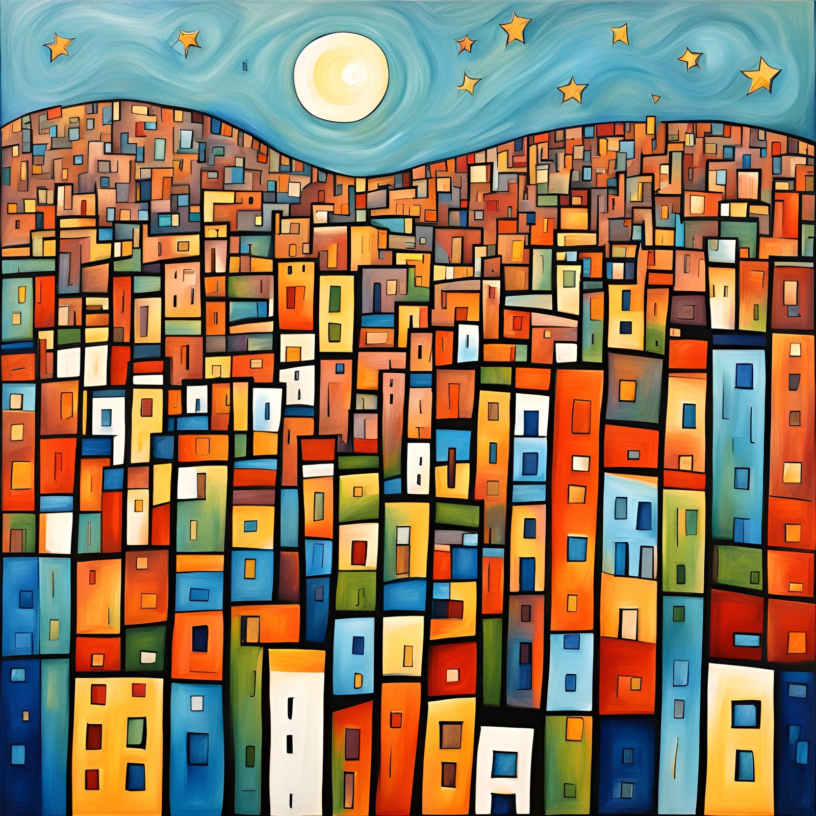 Abstract City on the Moon with Fine Details