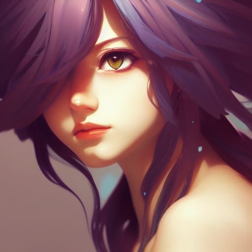 Anime Girl Portrait in Hyperdetailed Digital Art