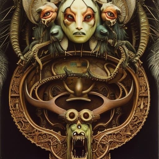 Cryptid Chimera in Post-Apocalyptic Wonderland, Art Nouveau ...