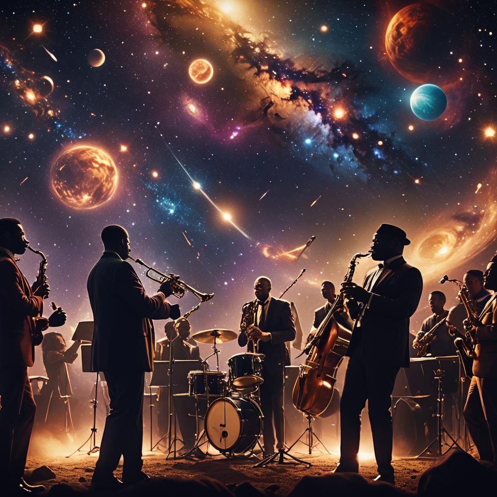 Jazz Musicians Perform in Cosmic Dreamscape