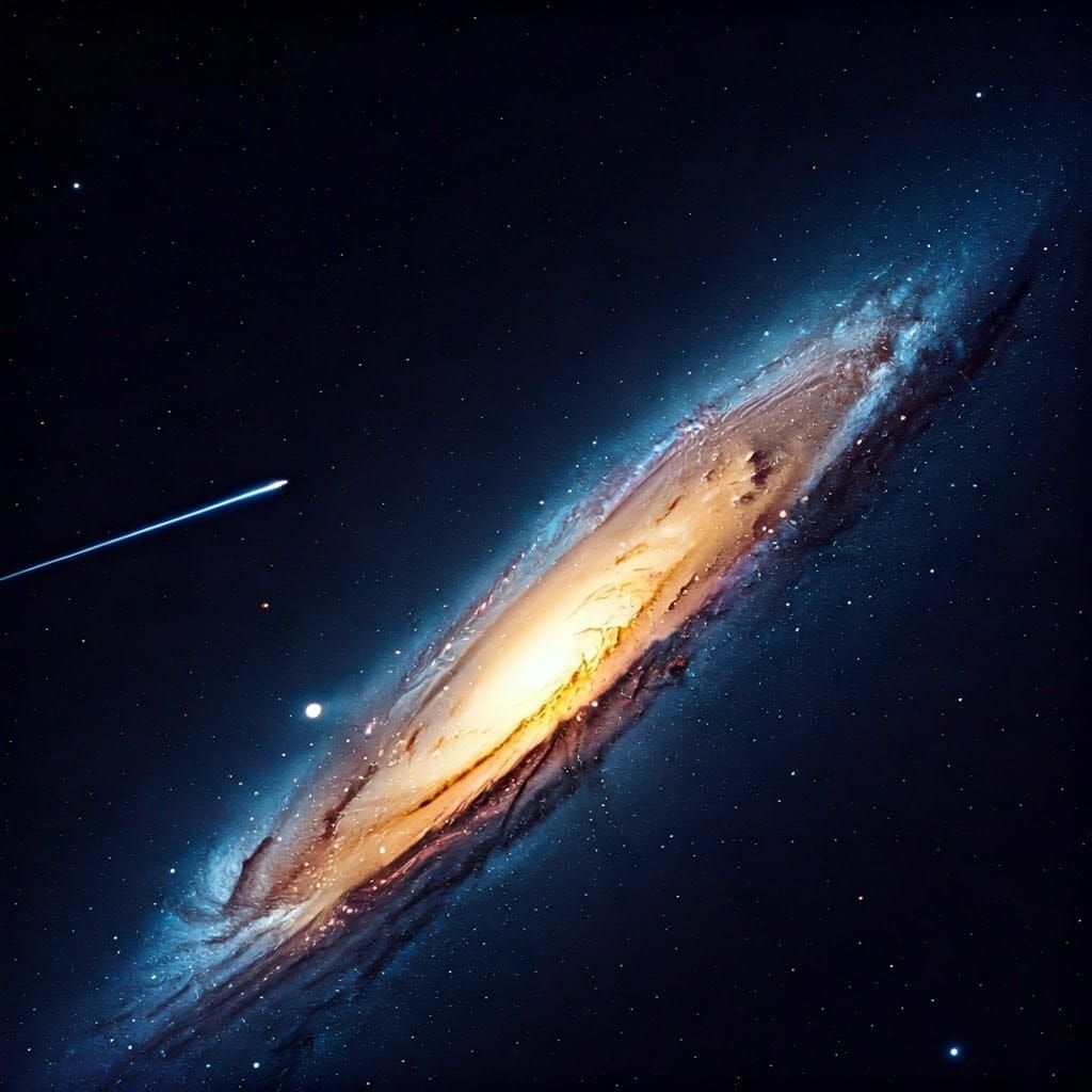 Milky Way Galaxy with Comet in Vibrant Cosmic Art