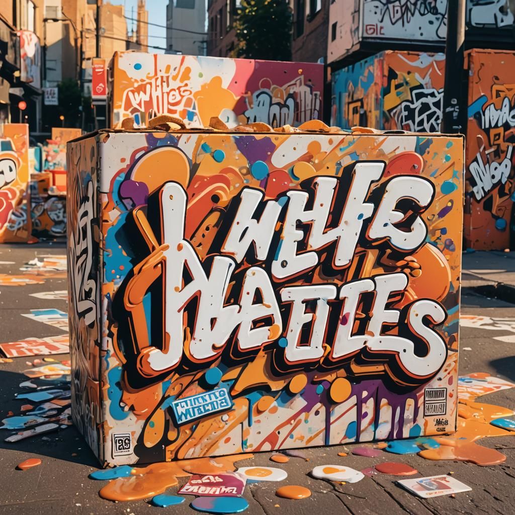 Vibrant Graffiti Art with Wheaties Box
