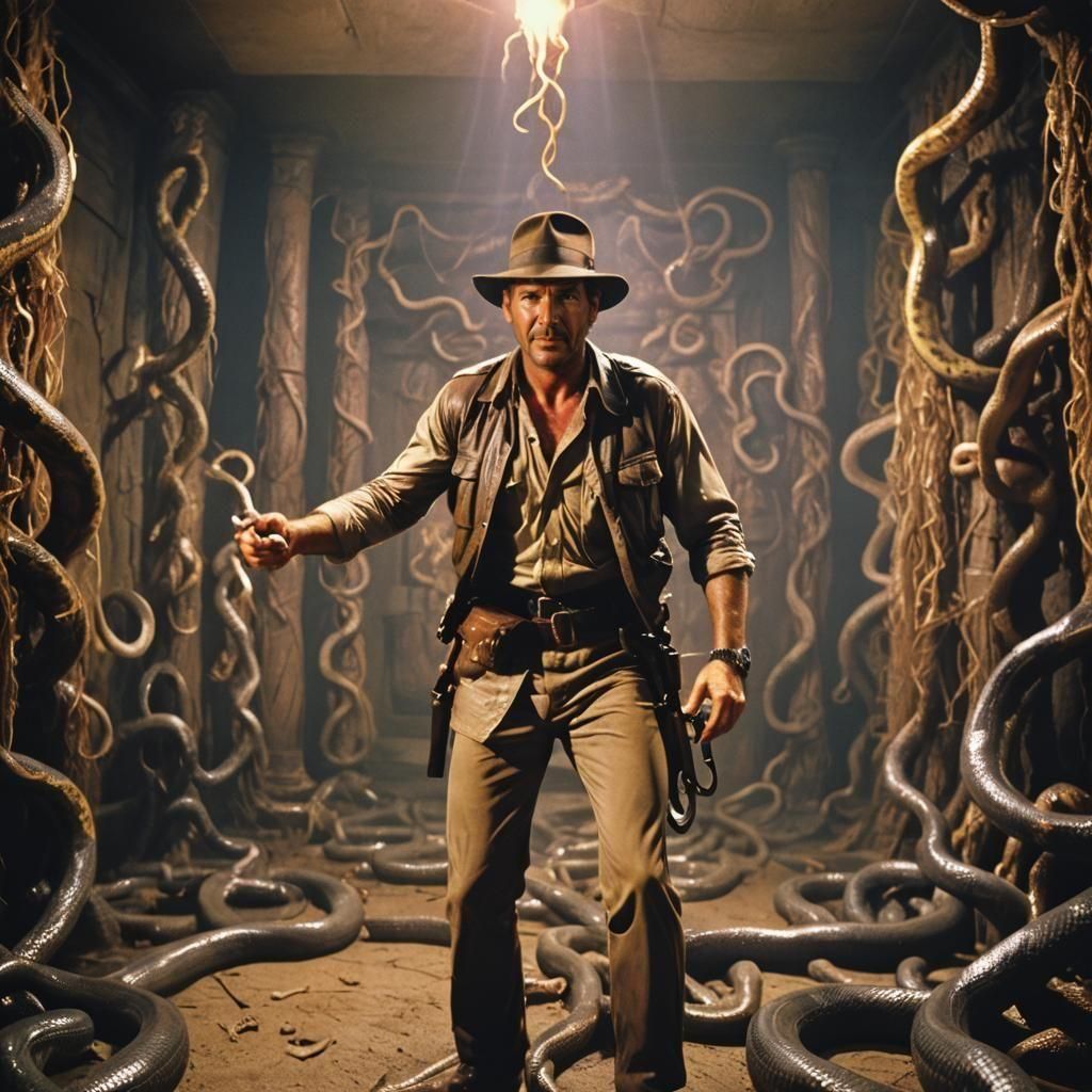 Indiana Jones in Temple of Doom: Cinematic Film Still