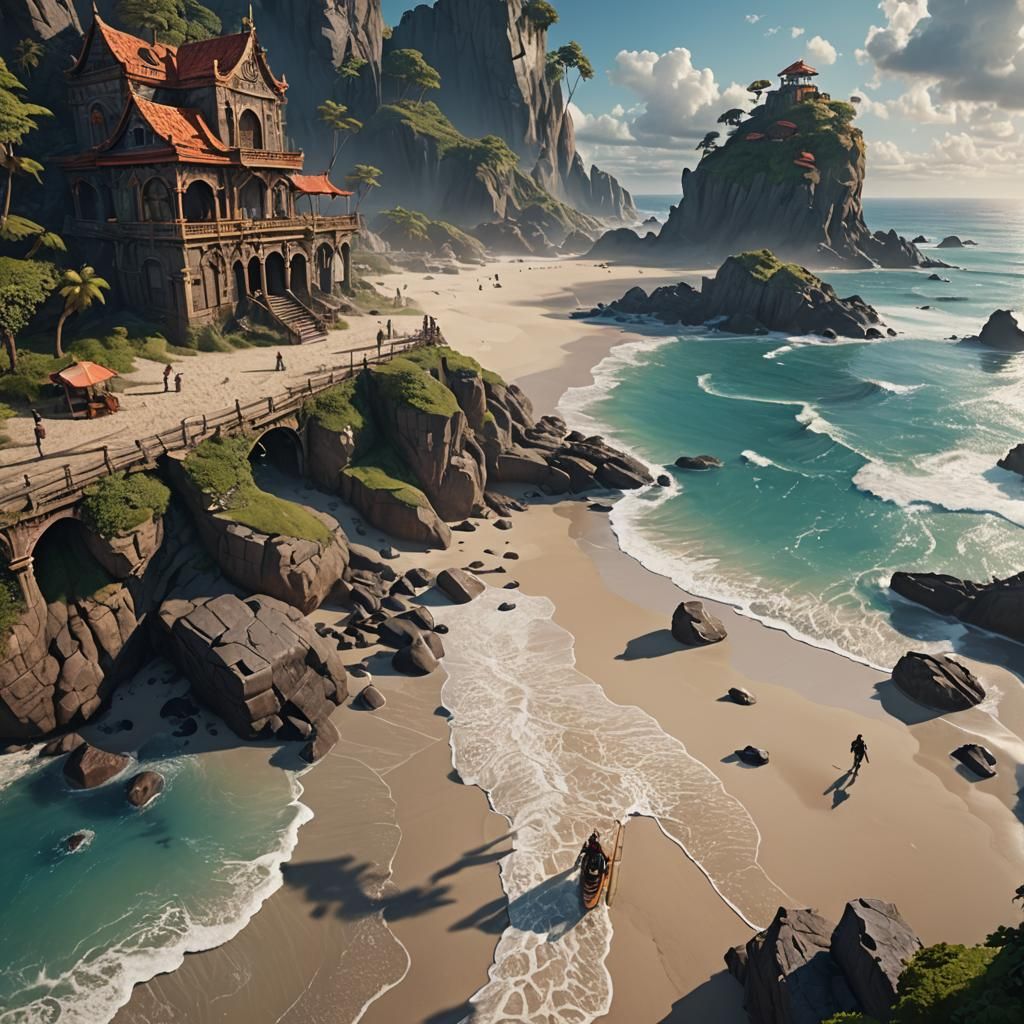 Fantastical Beach Walk in Detailed Matte Painting