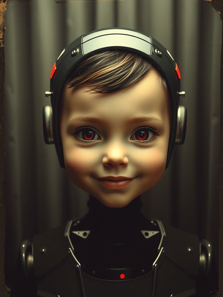 Android Robot Passport Photo in Impressionist Style