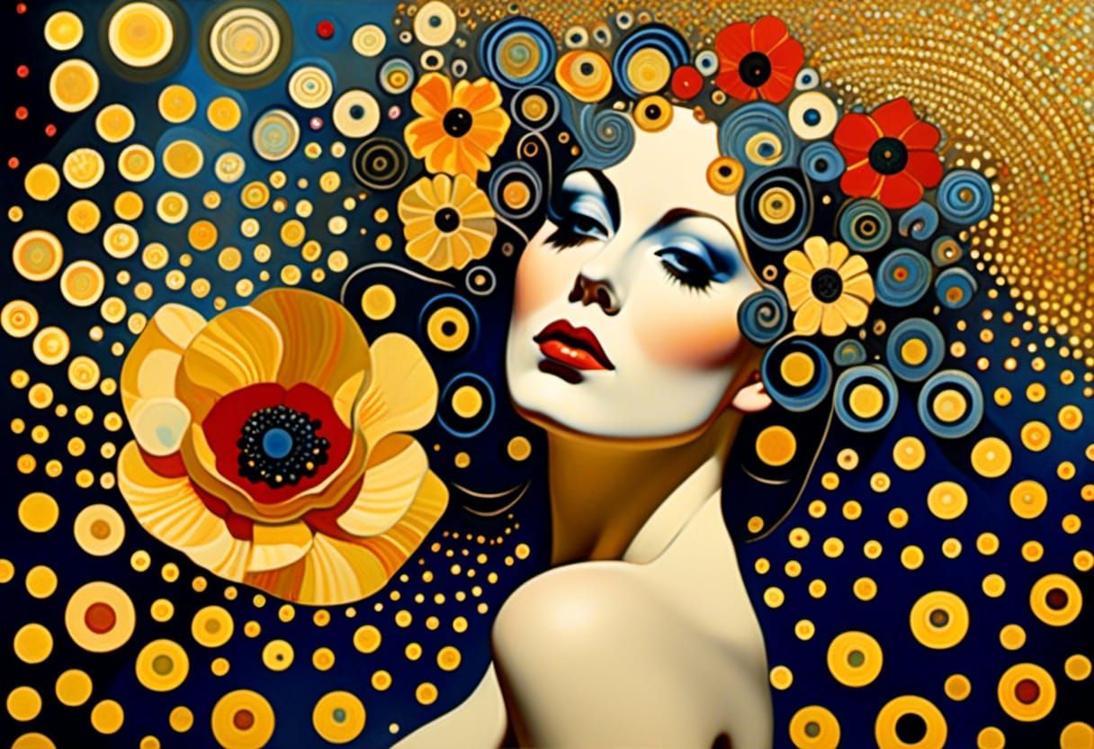 Klimt-Inspired Golden Portrait in Vienna Secession Style