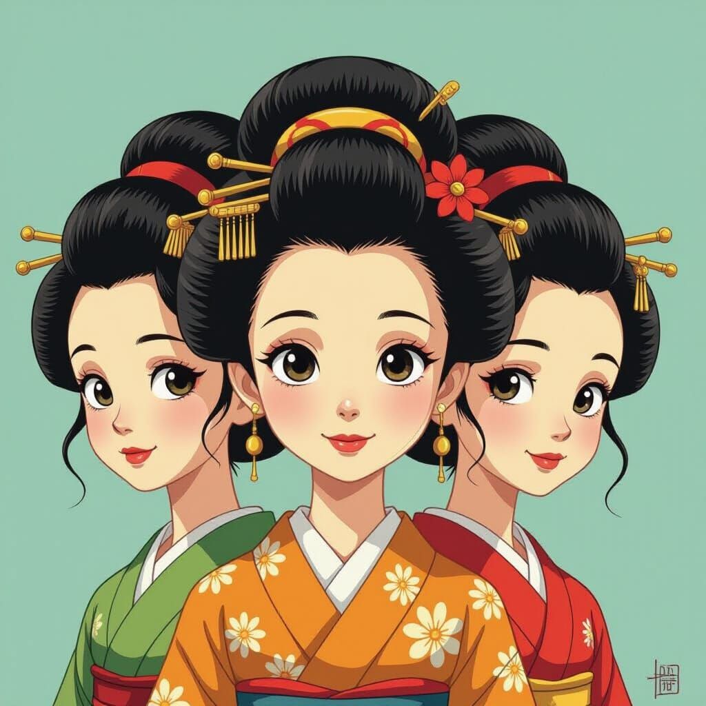 Serene Siamese Triplets in Whimsical Organic Style