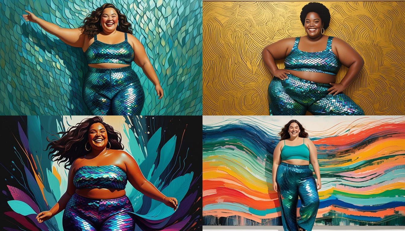 Surreal Mermaid Goddess in Vibrant Scales on Canvas