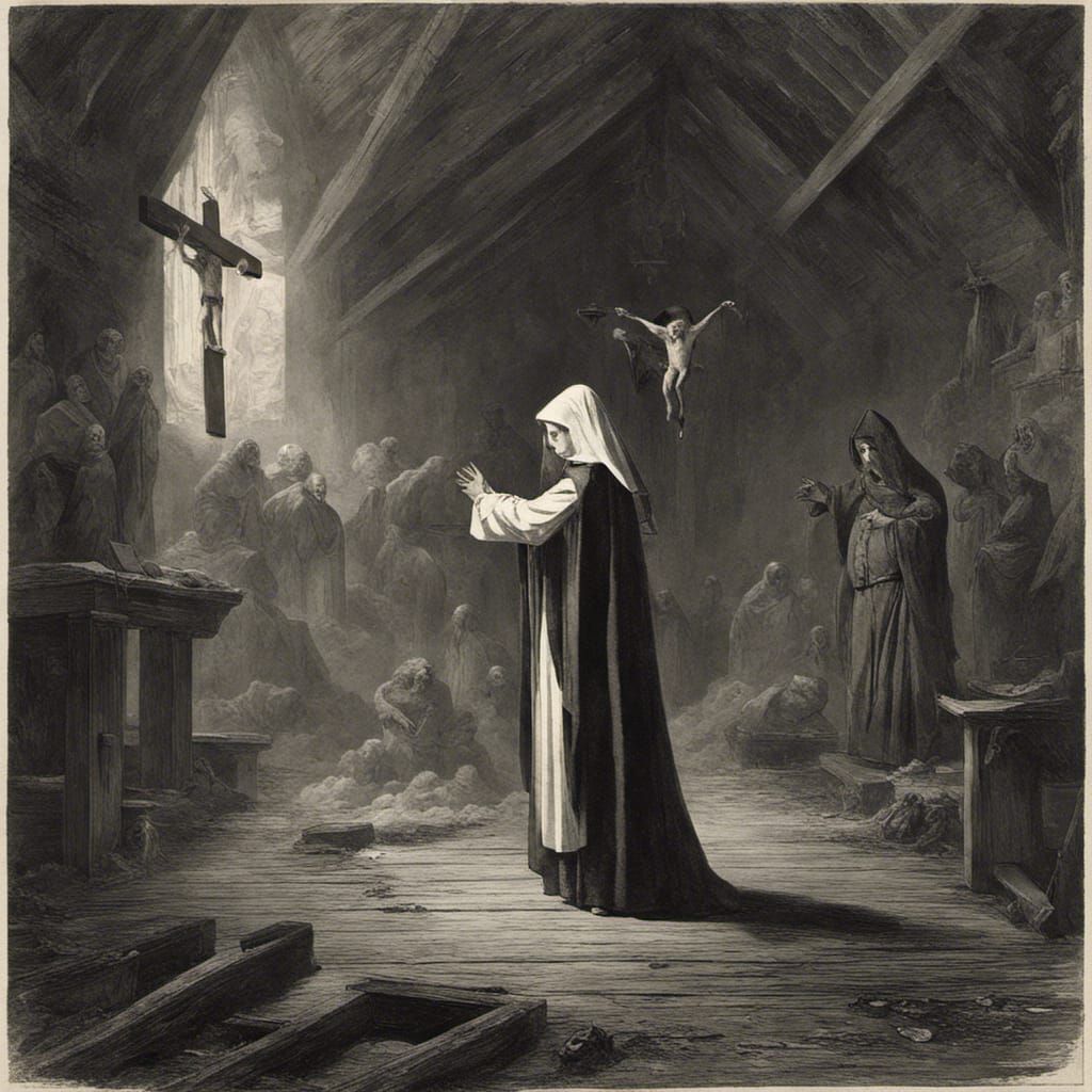 Vintage Horror: Nun and Demonic Pope in Attic