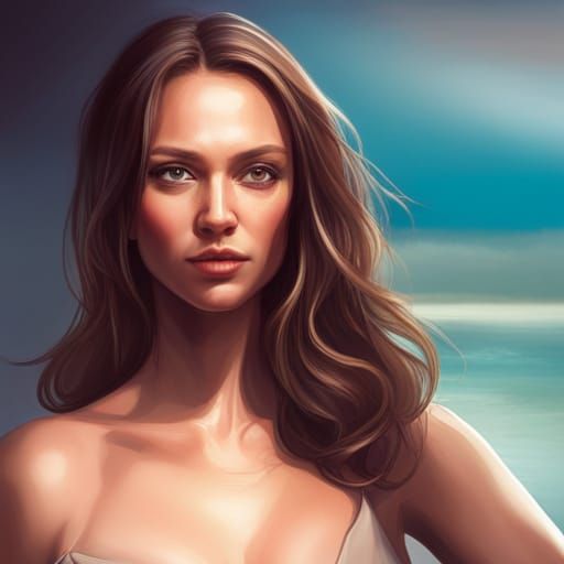 Mona Lisa in Swimsuit: Hyperdetailed Portrait