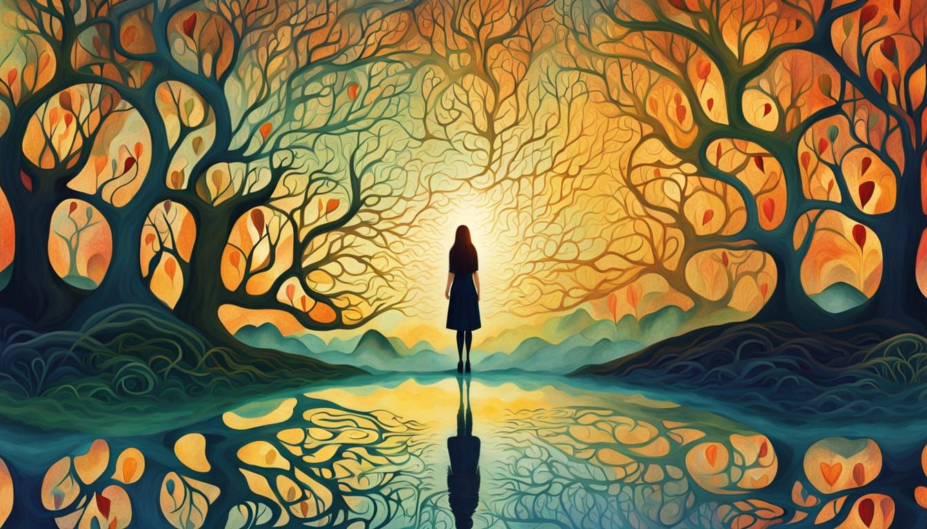 Ethereal Surrealist Masterpiece: Bio Art in Vibrant Sunset G...