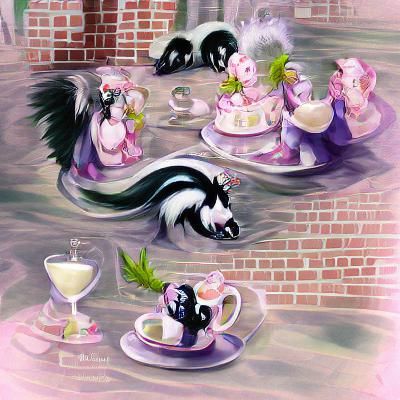 Skunk Tea Party Illustration