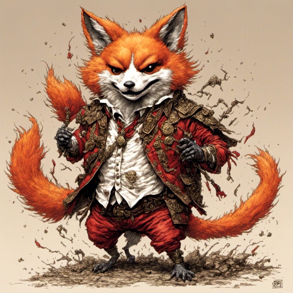 Frantic Kitsune Puppet in Toyland Style