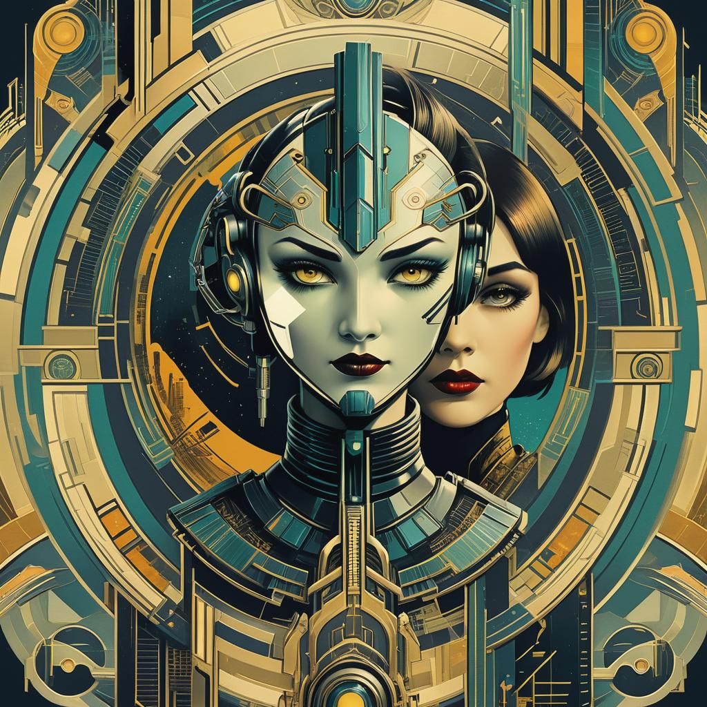 Cyberpunk Art Deco Carte-de-visite in Classic Style
