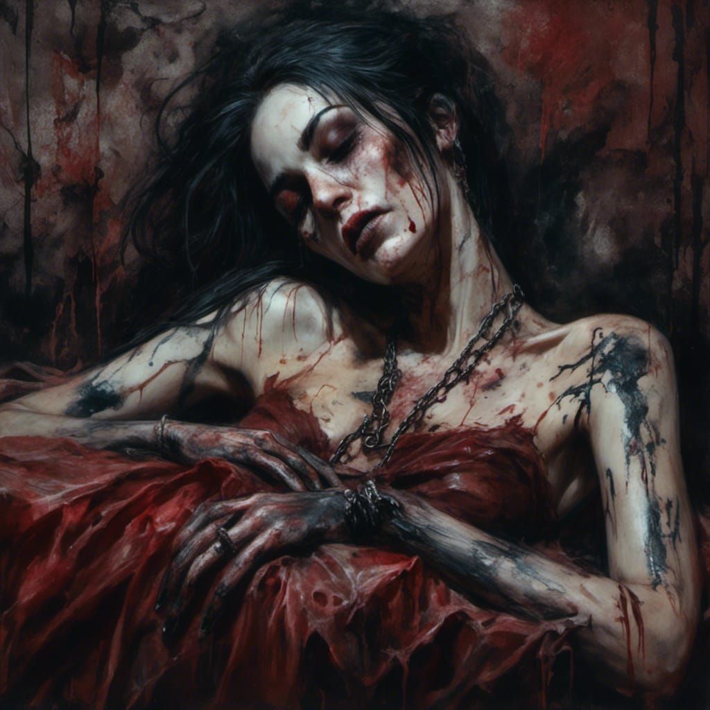 Macabre Vampire Captivity in Hyperrealistic Style