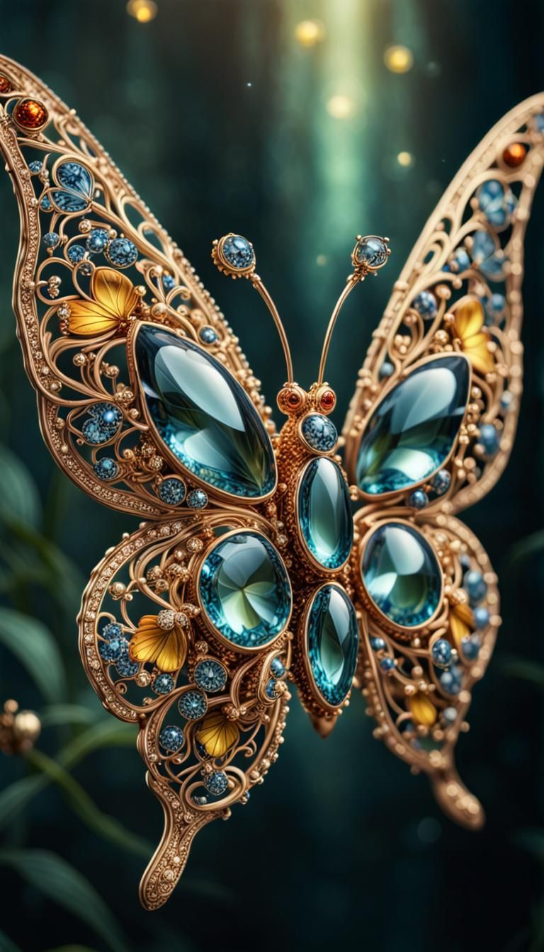 Glamorous Butterfly with Intricate Jewelry Design