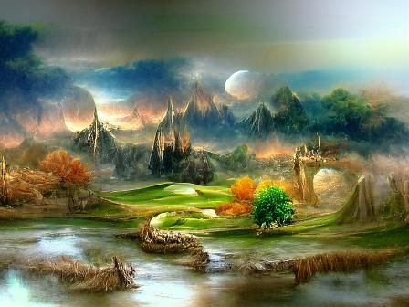 Tranquil Fantasy Landscape Inspired by Medieval Masters