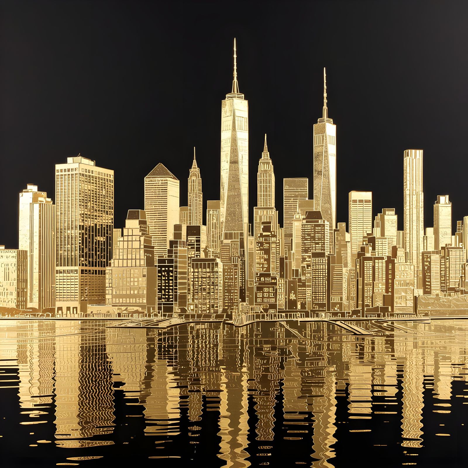Elegant Gold Foil New York Skyline Masterpiece