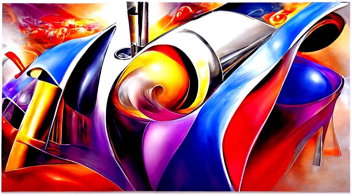 Colorful Futurism Airbrush Art: Modern Complex Design