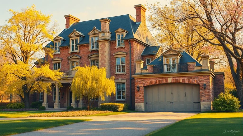 Grand Chateau in Golden Afternoon Light