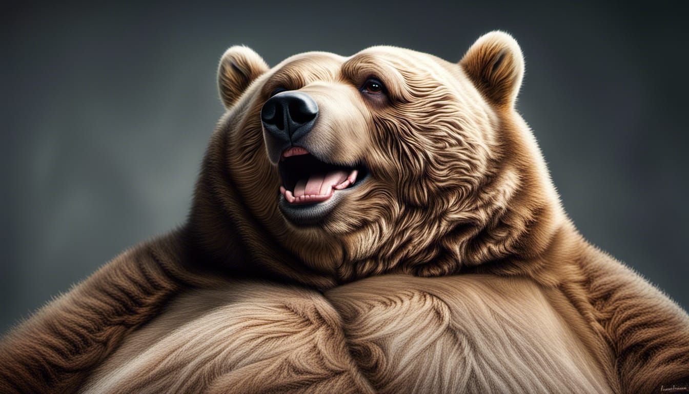 Happy Obese Bear Portrait in Ultra Realistic Style