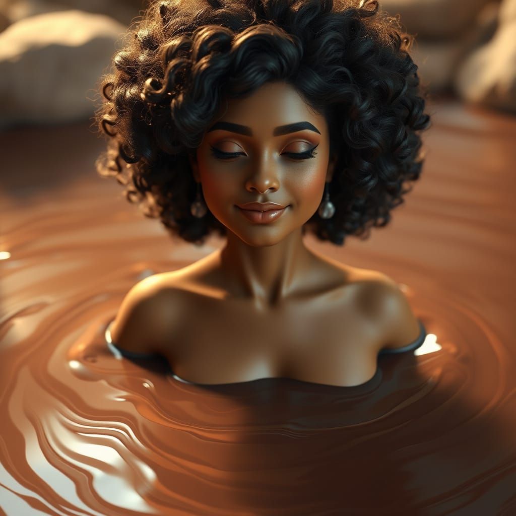 Cocoa Goddess Emerges in Dreamy 3D Render