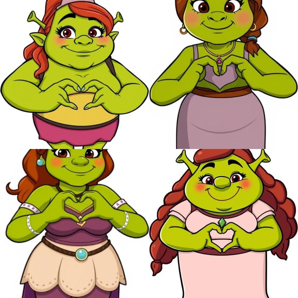 Princess Fiona Ogre Form Cartoon Style