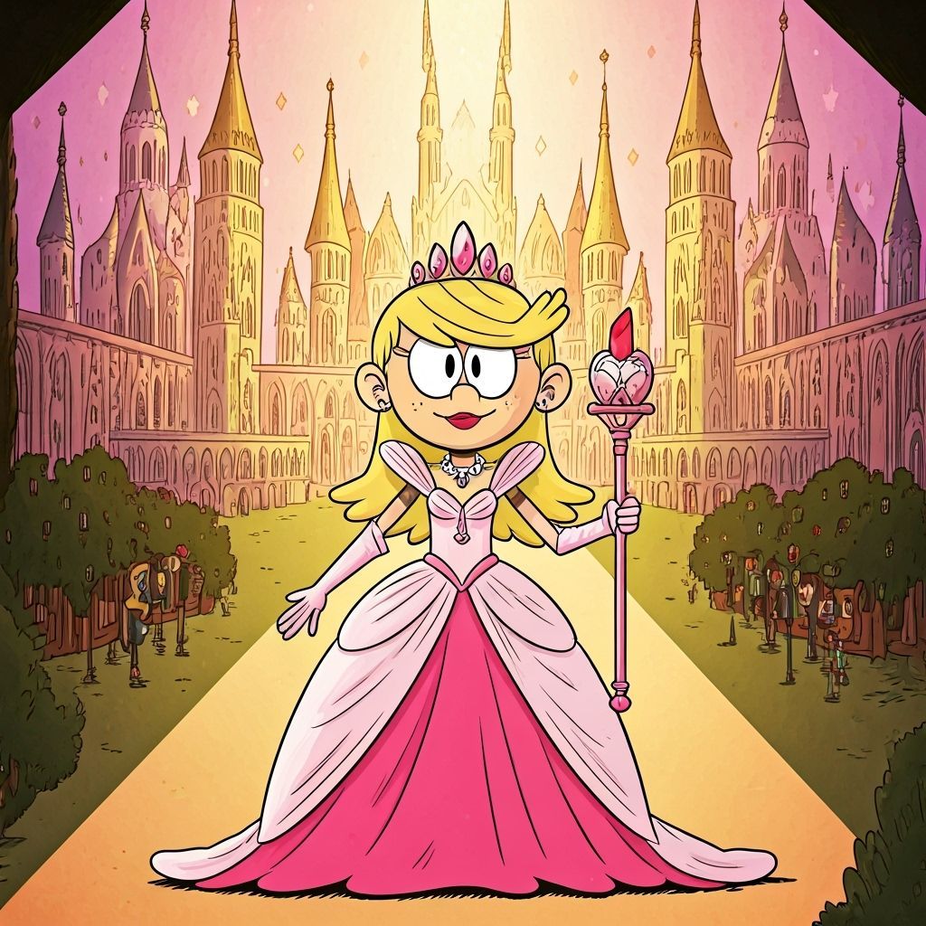Picture Lola Loud from The Loud House as a beauty queen ruling over a kingdom of makeup and fashion. She wears a glamoro...