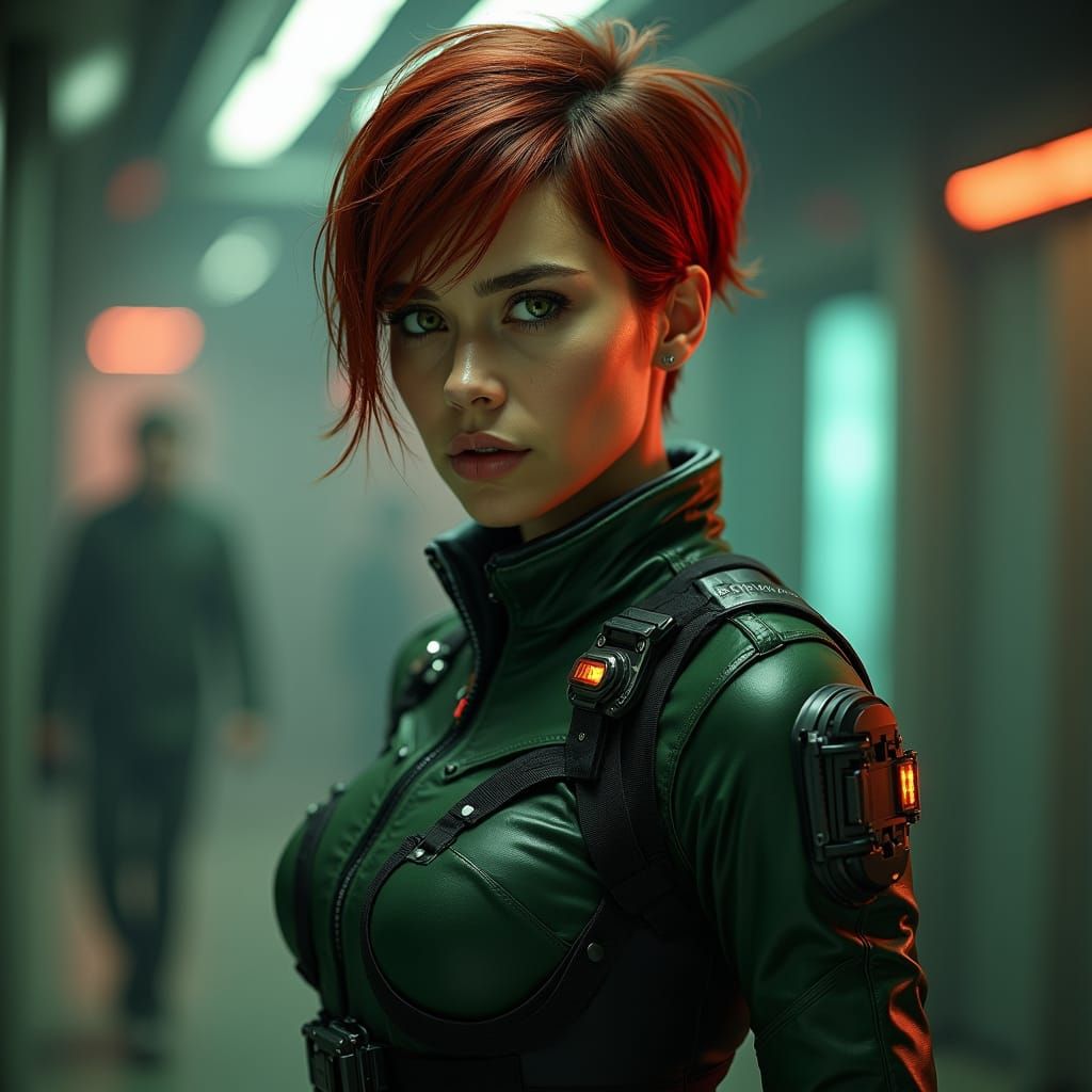 Tactical Woman in Sci-Fi Style, Cinematic Lighting