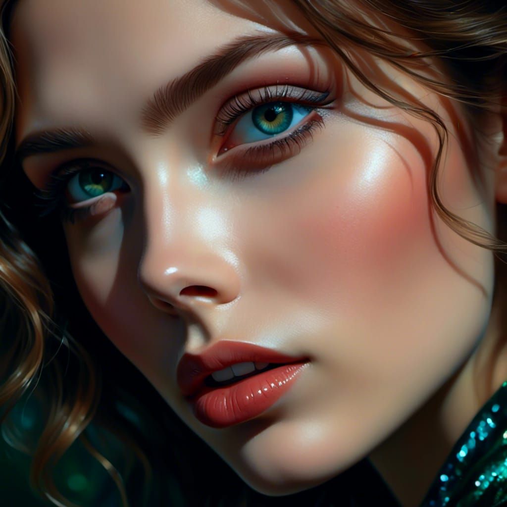 Entrancing Emerald Eyes: A Hyperrealistic Pin-Up Portrait
