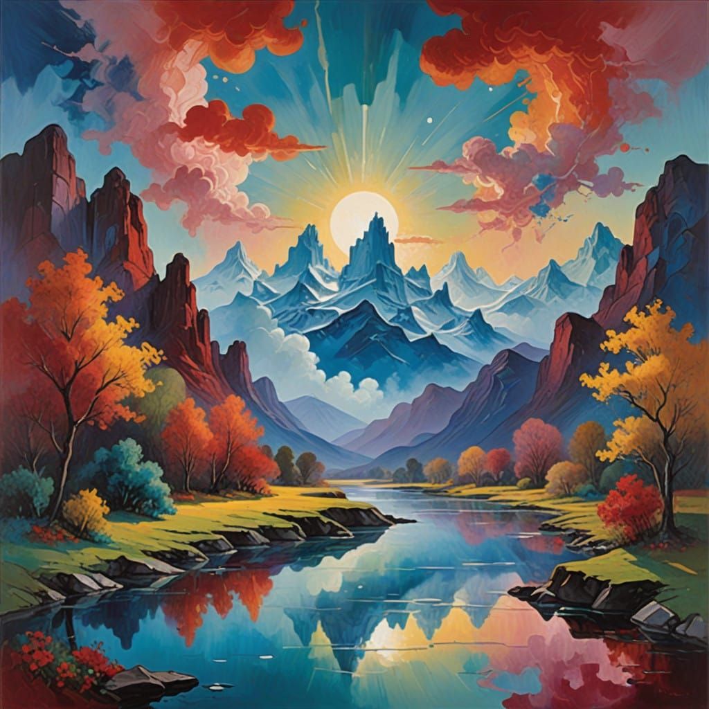 Ethereal Cloud Form in Vibrant Swirling Colors