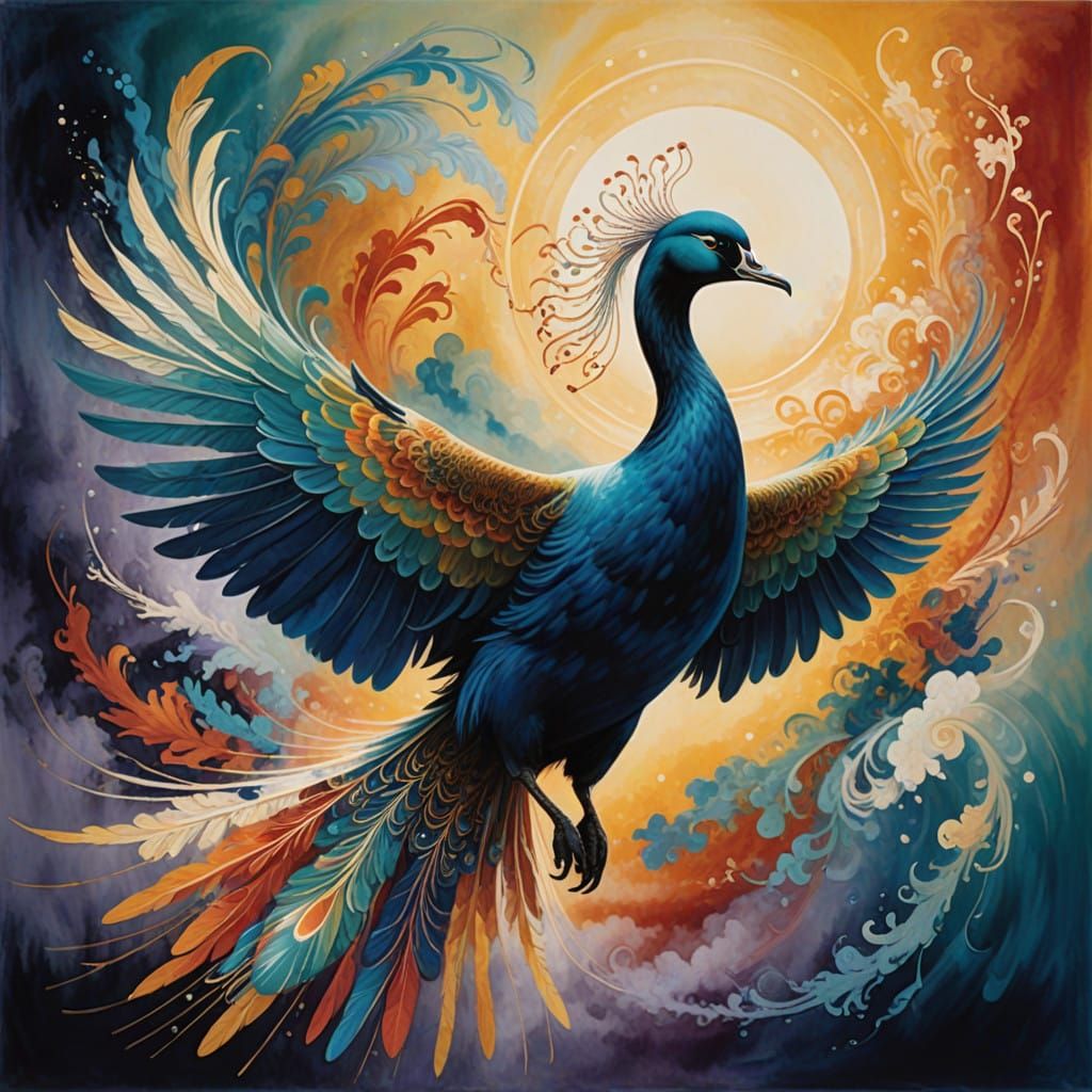 Surreal Ethereal Goose in Vibrant Iridescent Hues